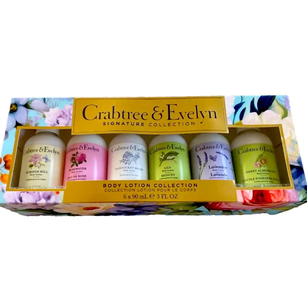 Crabtree & Evelyn Body Lotion Set Signature Collection 6-PC 3oz ea.